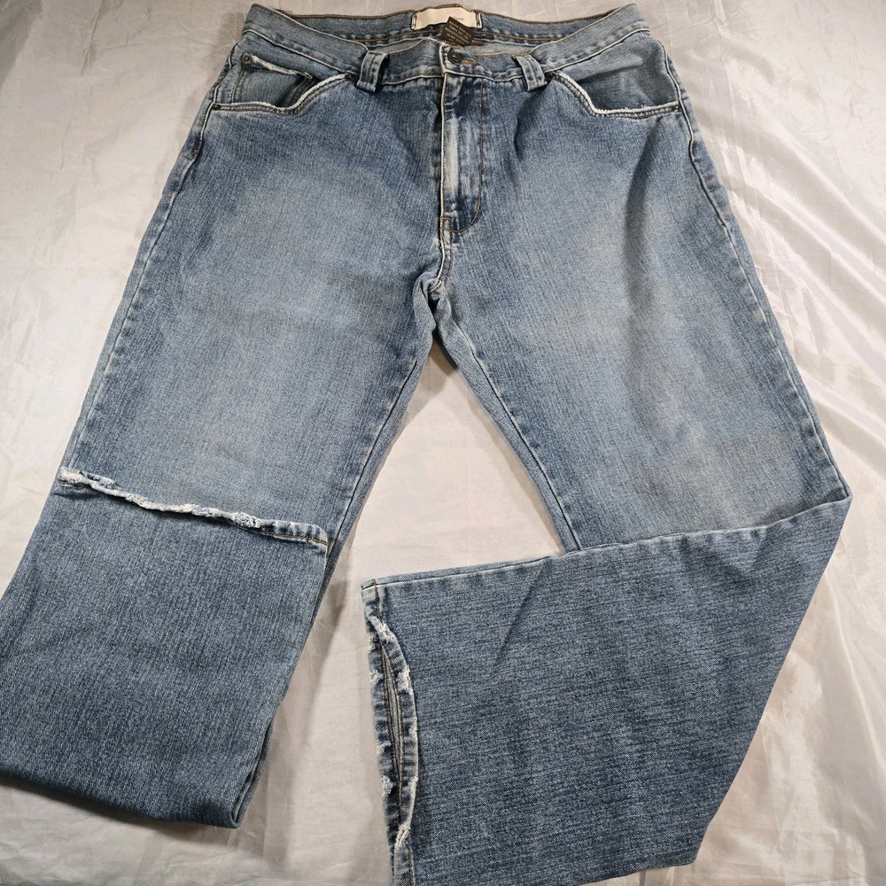 Chor Men's Light Wash Jeans Size 36x32 Straight Leg Distressed Pocket Denim